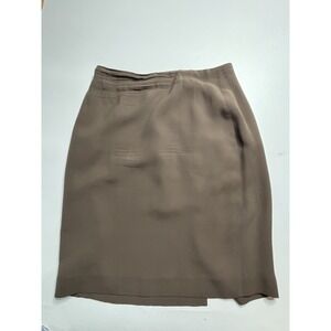 Jones New York Women's 100% Silk Skirt Size 12 Brown Minimalist Preppy Old Money